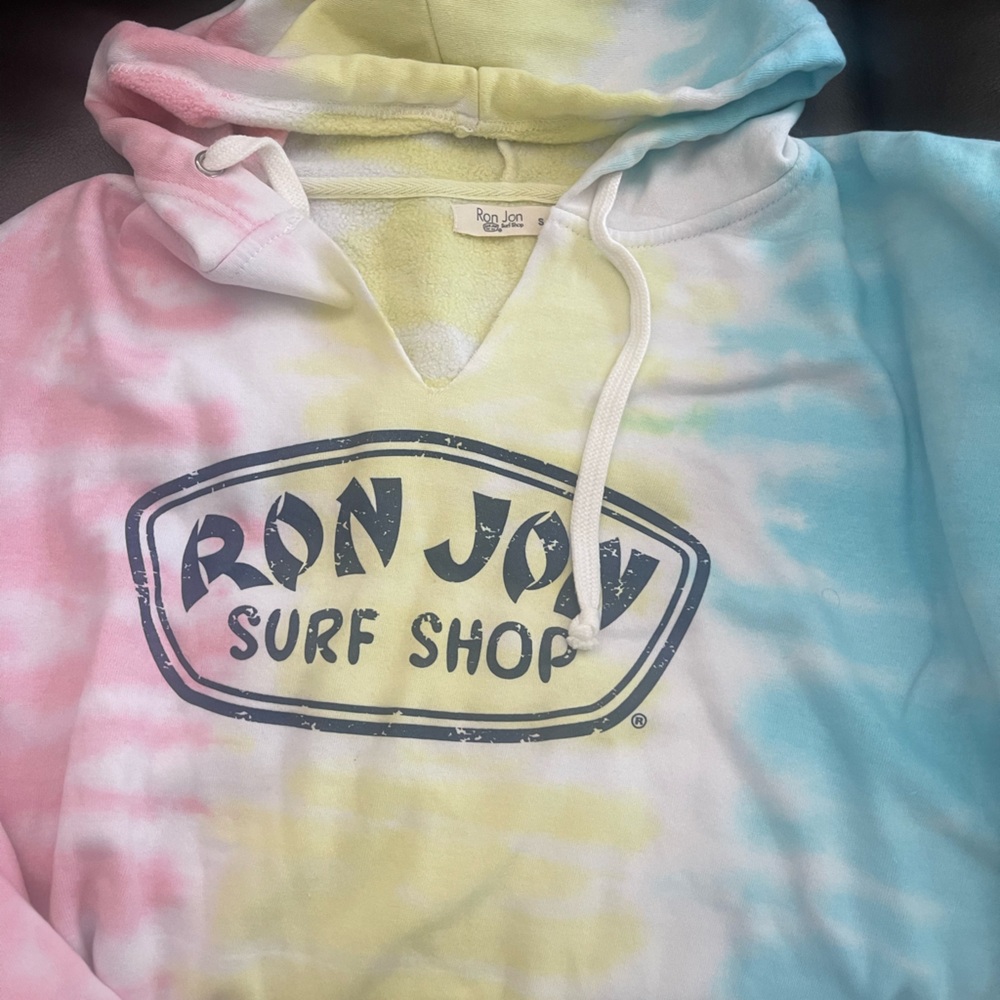 Ron Jon surf shop crop tye dyed hooded sweatshirt